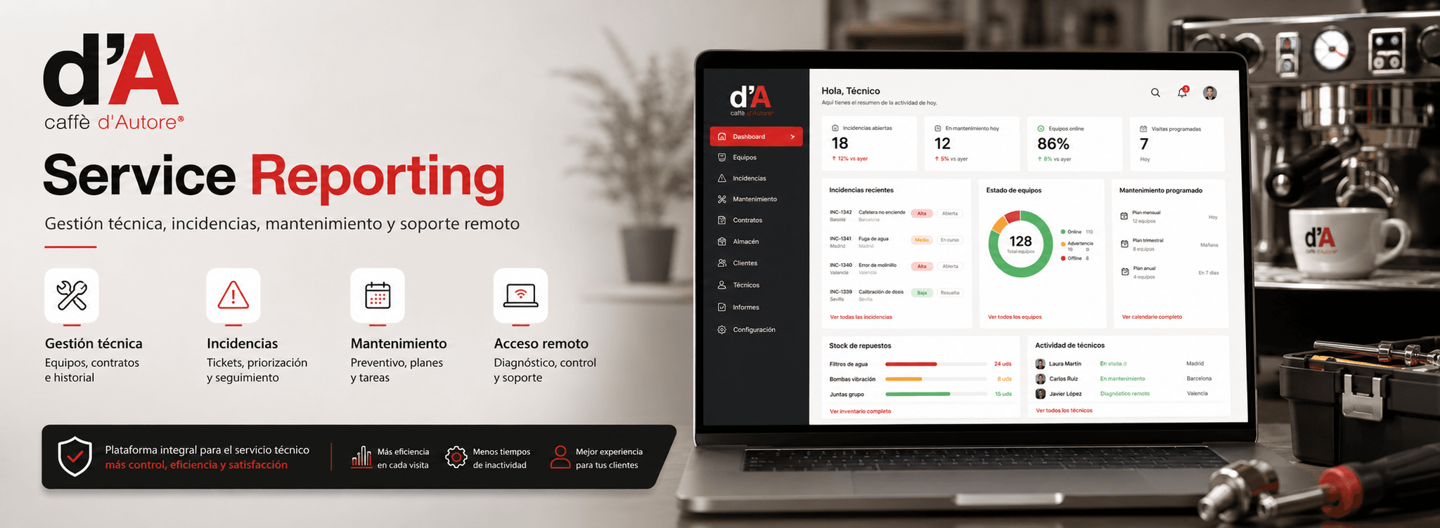 CAFÉ D´AUTORE - Aplicación para gestión técnica, asistencia, recambios y reparaciones — Galería