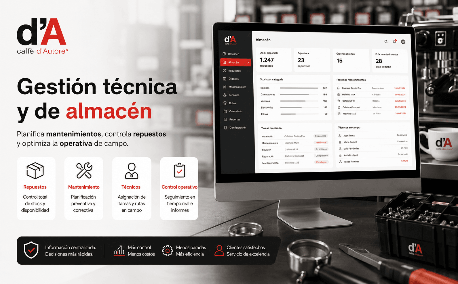 CAFÉ D´AUTORE - Aplicación para gestión técnica, asistencia, recambios y reparaciones — Galería 2