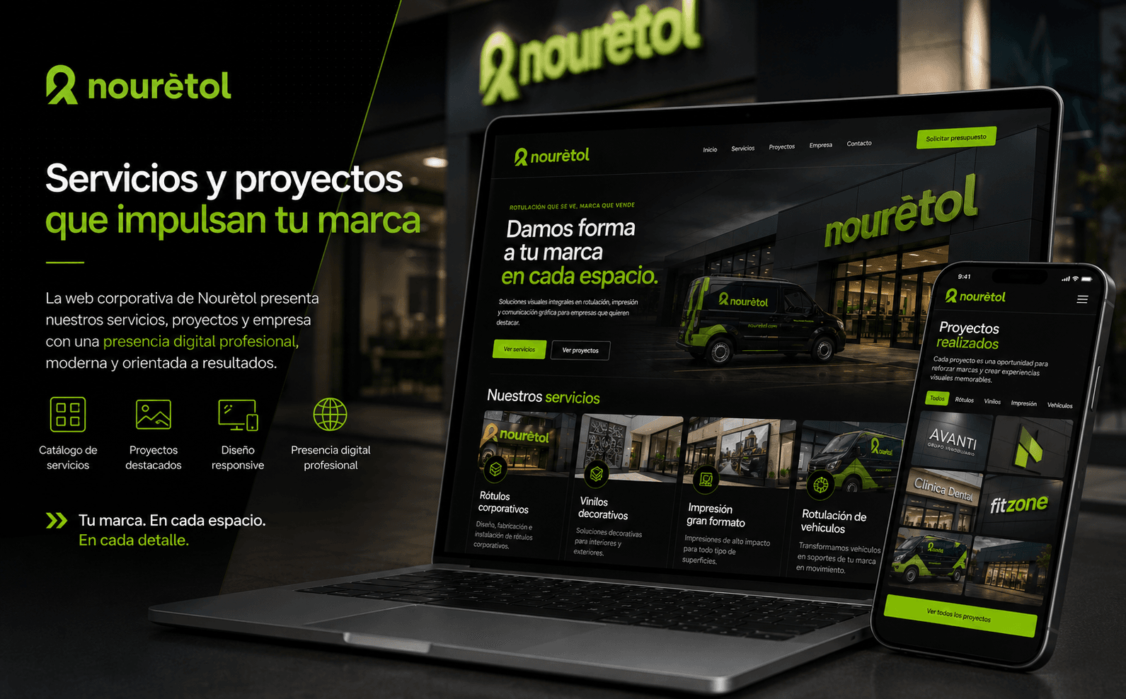 Nouretol — Web corporativa totalmente gestionable para una empresa de rotulación — Galería 1