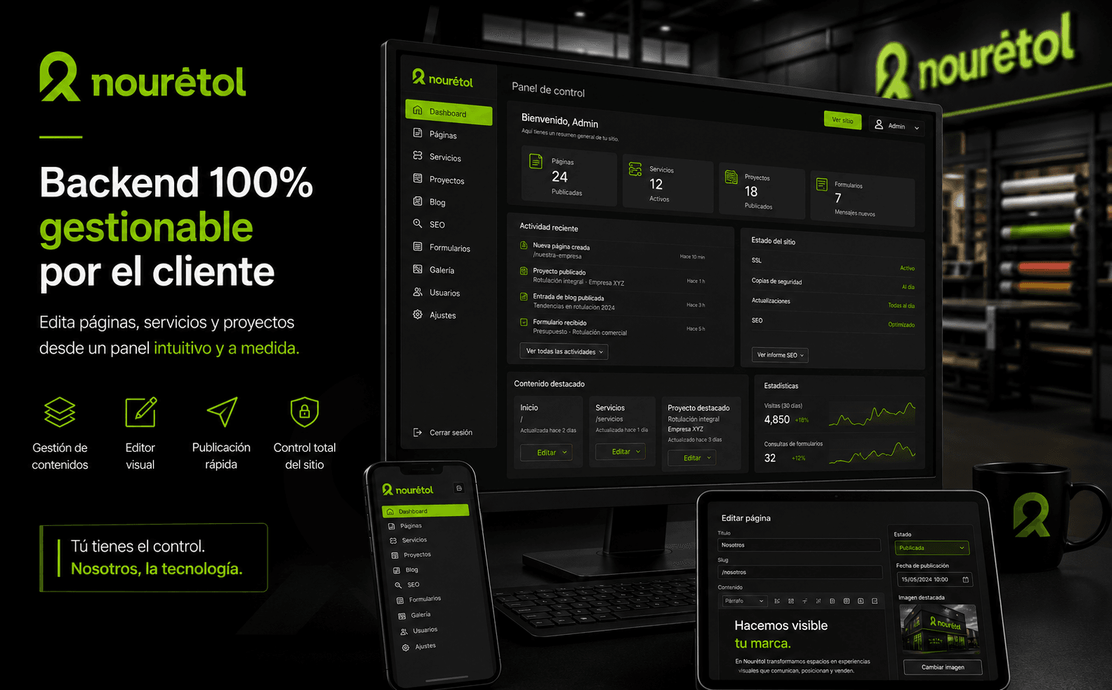 Nouretol — Web corporativa totalmente gestionable para una empresa de rotulación — Galería 2