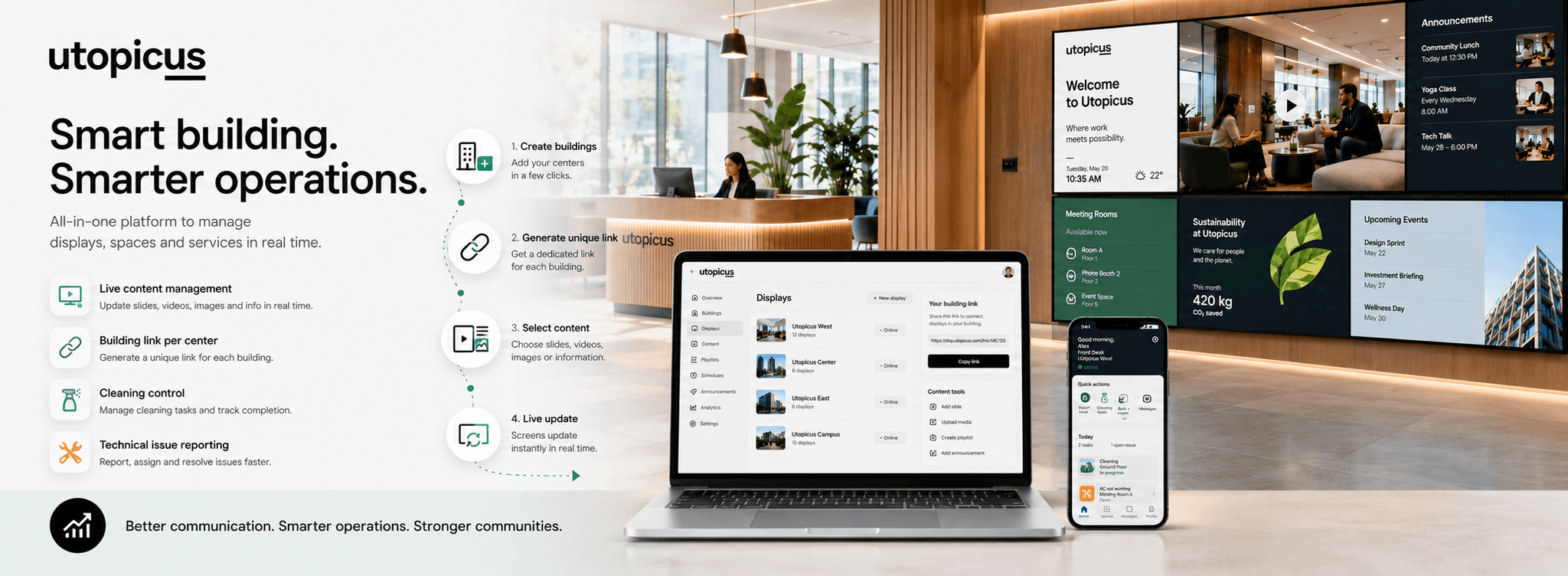 Utopicus- Plataforma de gestión informacional y pantallas multimedia para edificios inteligentes — Galeria