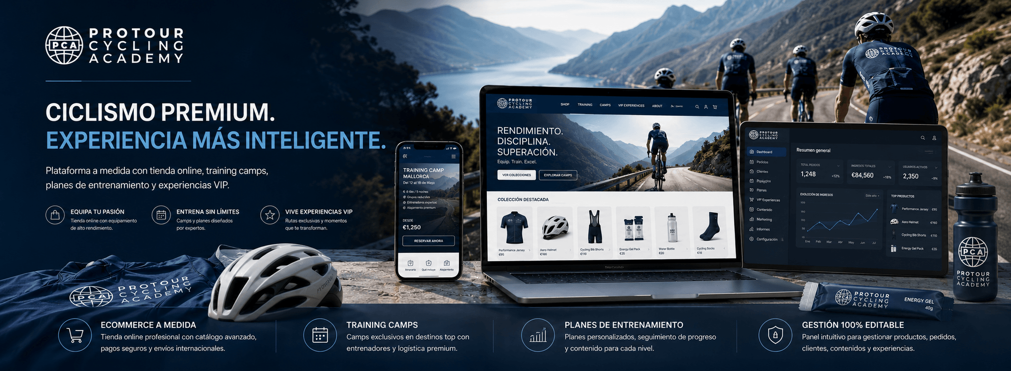 Protour Cycling Academy — Ecommerce y plataforma digital para ciclistas premium — Galería