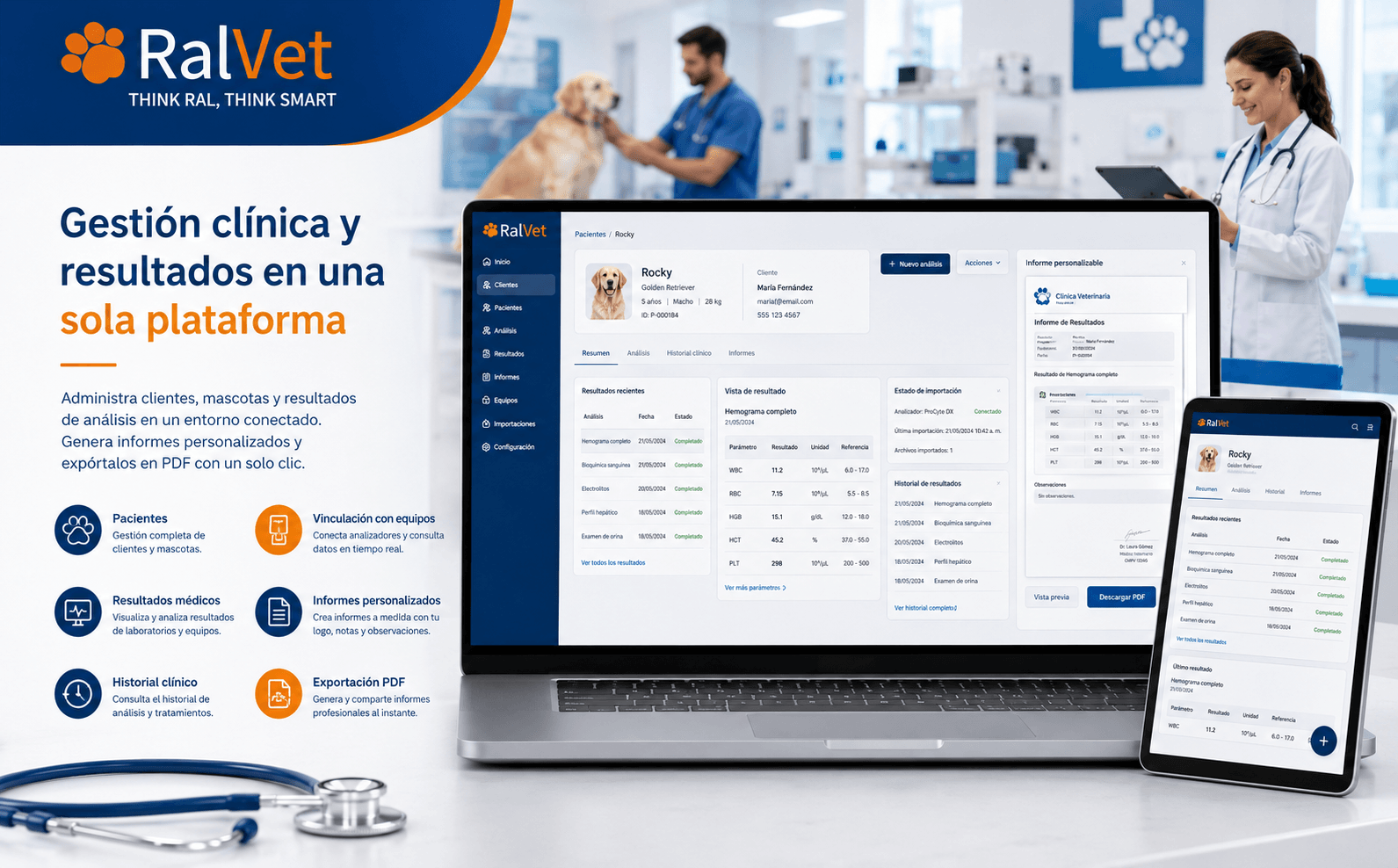 RalVet — Plataforma integral para clínicas veterinarias conectada con analizadores físicos — Galería 1