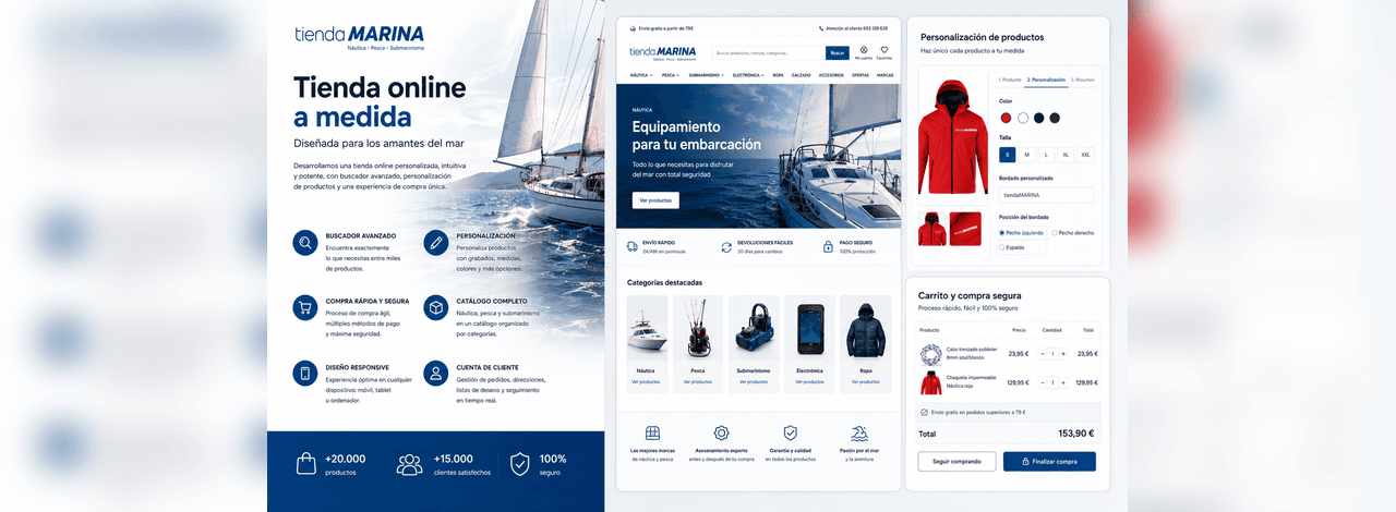 Tienda Marina — E-commerce a medida para productos náuticos, pesca y submarinismo — Galería