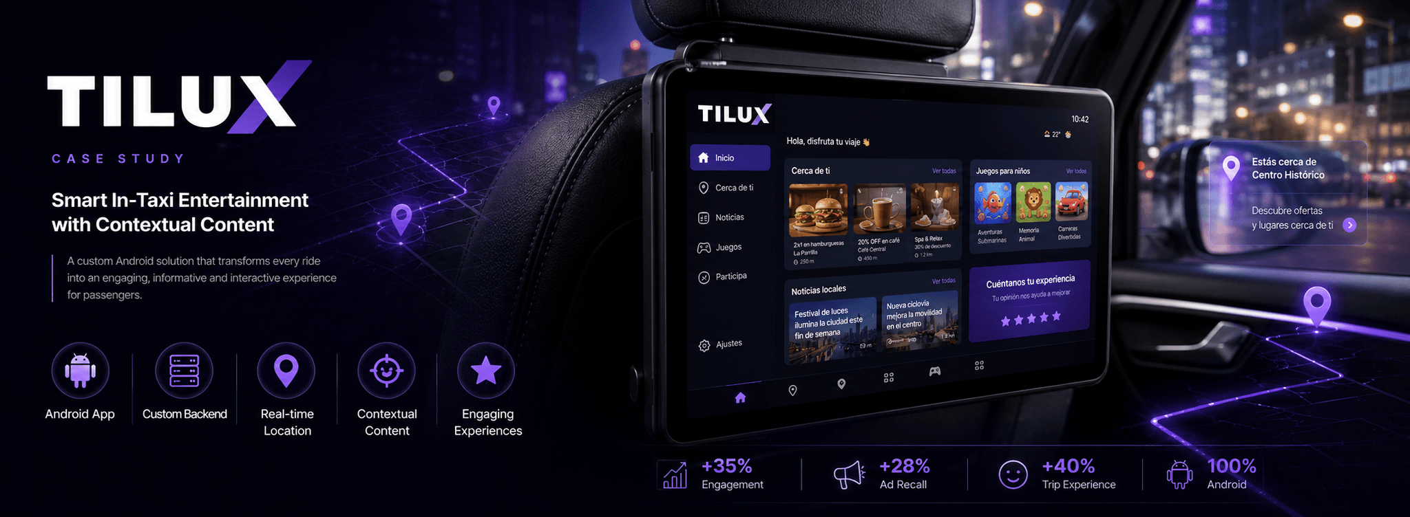 TILUX — Plataforma Android para entretenimiento, publicidad contextual e interacción en taxis — Galeria