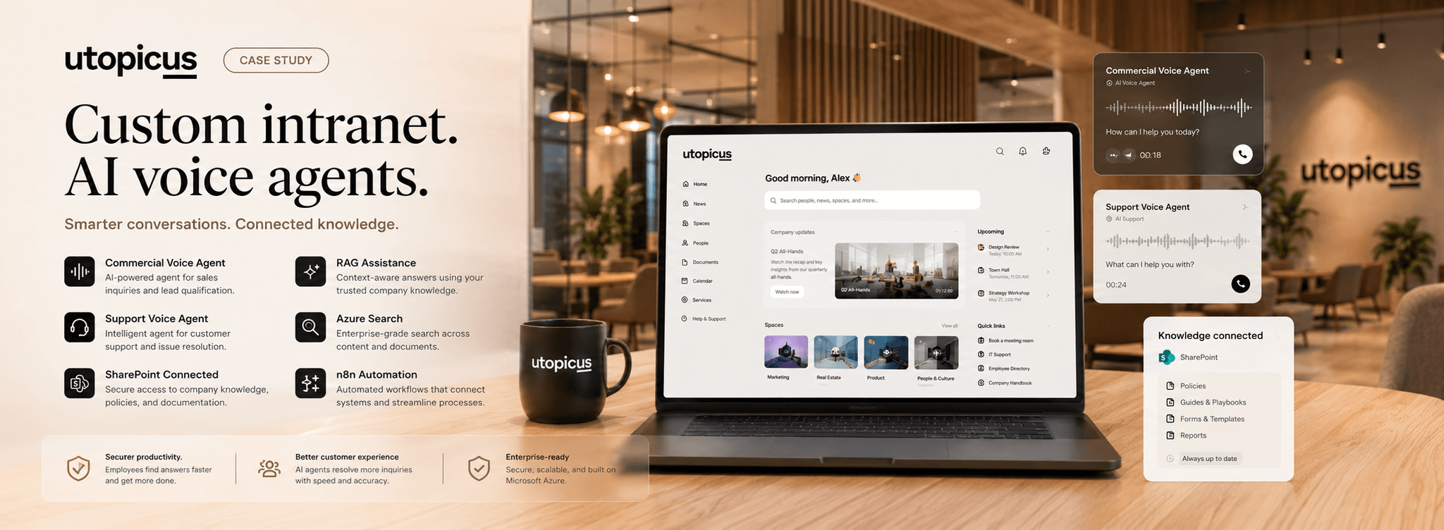Utopicus — Intranet corporativa y agentes de voz con IA conectados al conocimiento interno — Galería