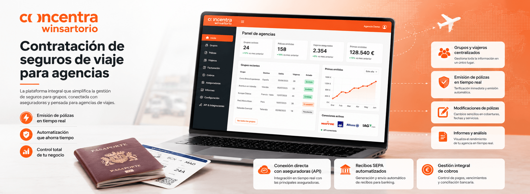 Winsartorio — Portal web para contratación de seguros de viaje para agencias — Galería