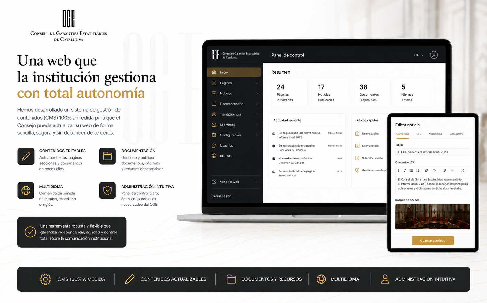 CGE — Diseño y desarrollo web institucional con backend 100% editable — Galería 1