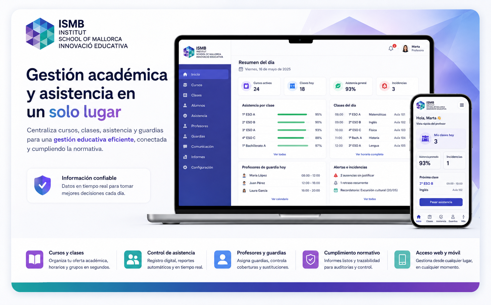 ISMB — Plataforma educativa a medida para la gestión académica, la asistencia y la comunicación — Galería 1
